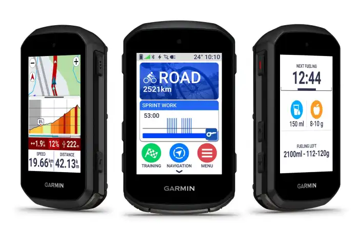 oldal és szembőlnézetbe a Garmin Edge 850, ez studiófotó