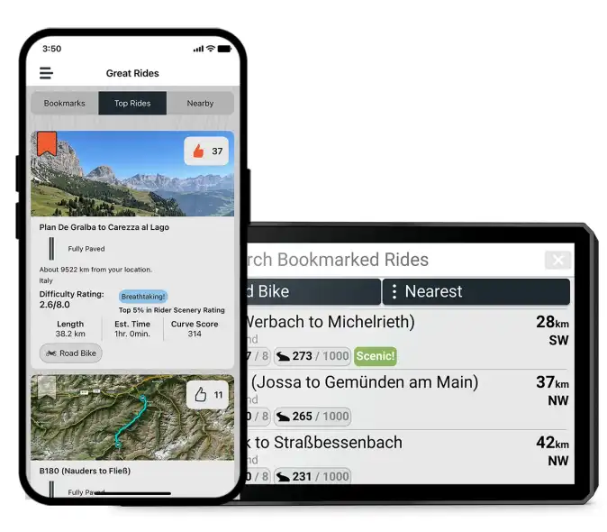 Garmin zūmo XT3 &uacute;j motoros &uacute;tvonalak felfedez&eacute;se Great Rides Tread app