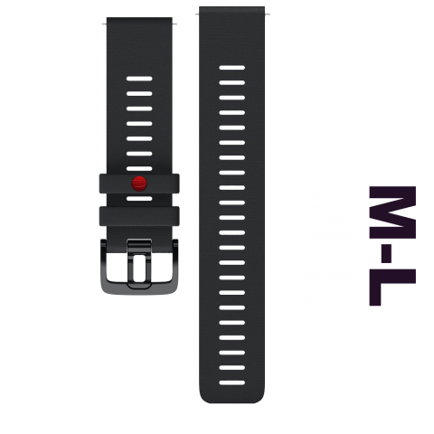 Polar Quick 22mm fekete szilikon óraszíj M-L méretben, fekete csattal