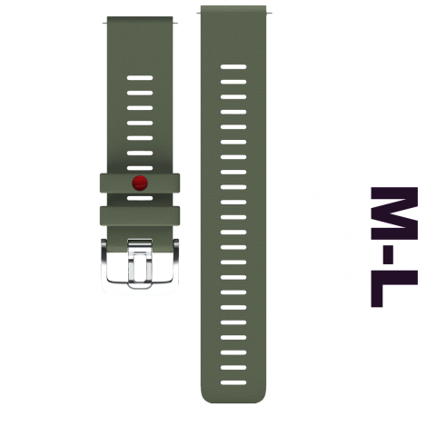 Polar Quick 22mm zöld szilikon óraszíj M-L méretben, ezüst csattal