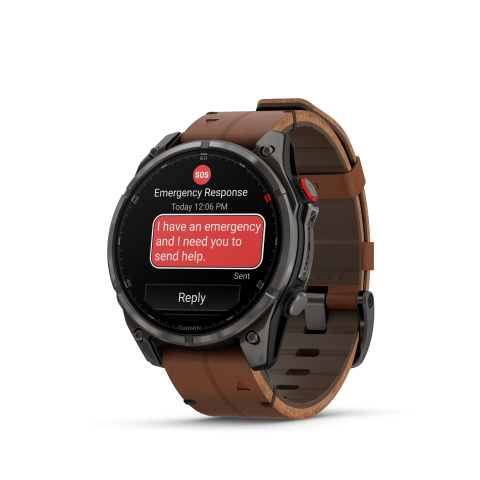 Garmin Fenix 8 Pro – 47 mm, AMOLED Sapphire Carbon Gray DLC, Gesztenyebarna szíjal