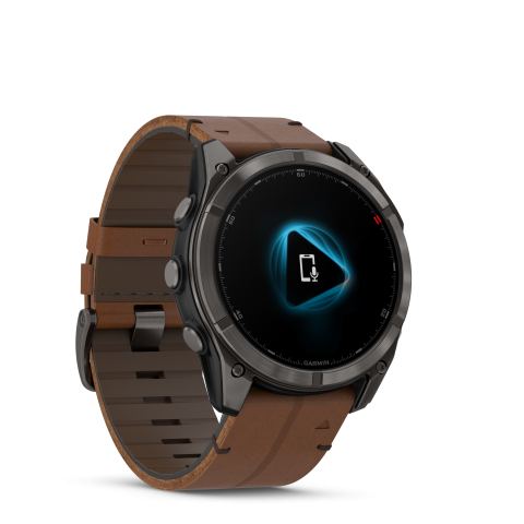 Garmin Fēnix 8 Pro – 51 mm, AMOLED Sapphire, Carbon Gray DLC Ti, Gesztenyebarna bőrszíjas