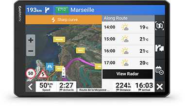 Garmin Camper élő forgalom és időjárás – valós idejű torlódás elkerülés és animált radar Garmin Drive apppal