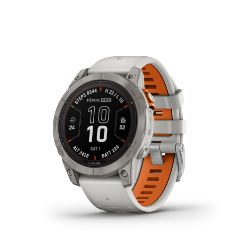 fēnix 7 Pro - Sapphire Solar Edition
Titanium with Fog Gray/Ember Orange Band