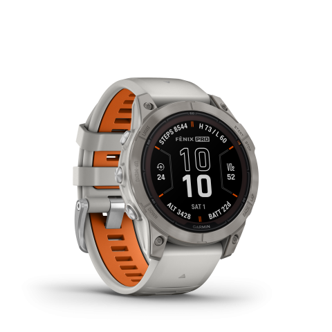 fēnix 7 Pro - Sapphire Solar Edition
Titanium with Fog Gray/Ember Orange Band