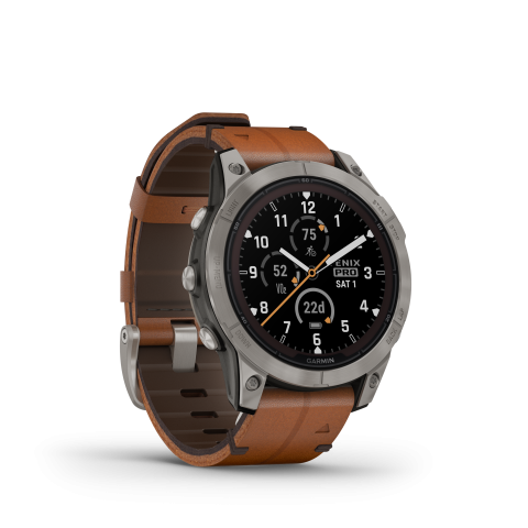 Garmin Fenix 7 PRO Sapphire Solar Carbon Gray DLC Titanium Gesztenyebarna bőrszíjjal (Exclusive)