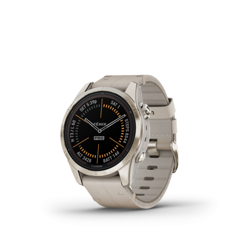 Garmin Fénix 7s PRO Solar Sapphire Titanium Soft Gold Bőr szíjjal (Exclusive)