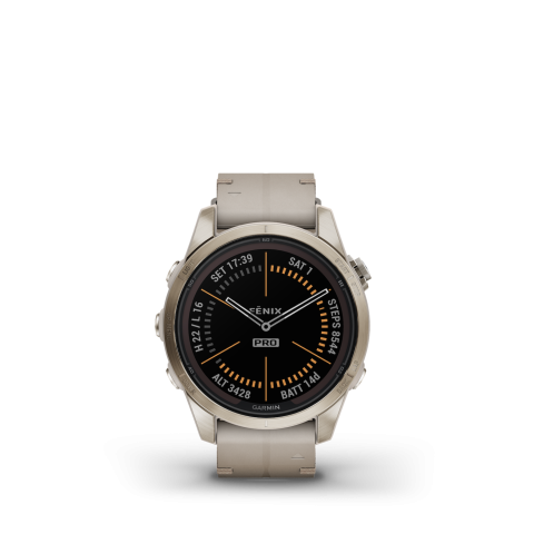 Garmin Fénix 7s PRO Solar Sapphire Titanium Soft Gold Bőr szíjjal (Exclusive)