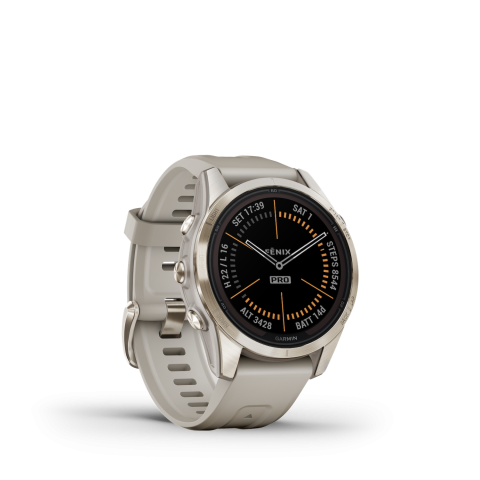 Garmin Fénix 7s PRO Solar Sapphire Titanium Soft Gold Bőr szíjjal (Exclusive)