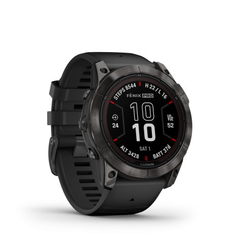 Garmin Fenix 7X PRO Sapphire Solar Carbon Grey DLC Fekete Szíjjal