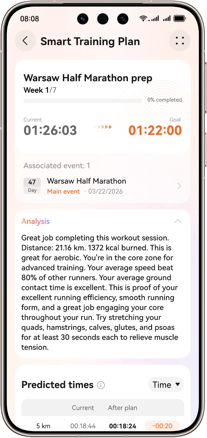 Huawei GT Runner 2 edzés elemzés futóóra statisztikák